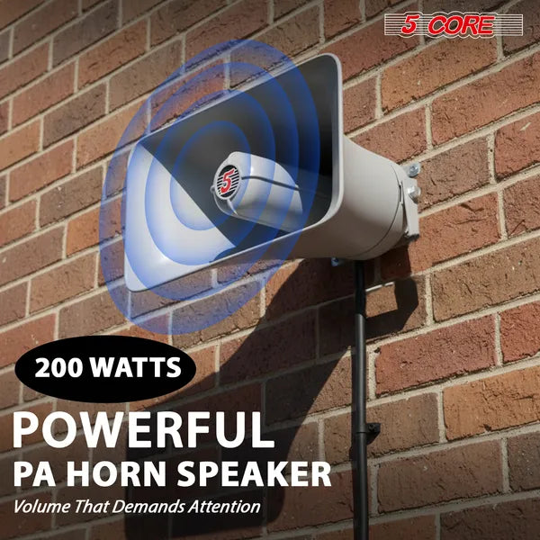 5 Core PA Horn 200W Loud Haut-parleur 10 pouces Bull Horn Loud Audio 8Ohm Tous les temps à l'intérieur