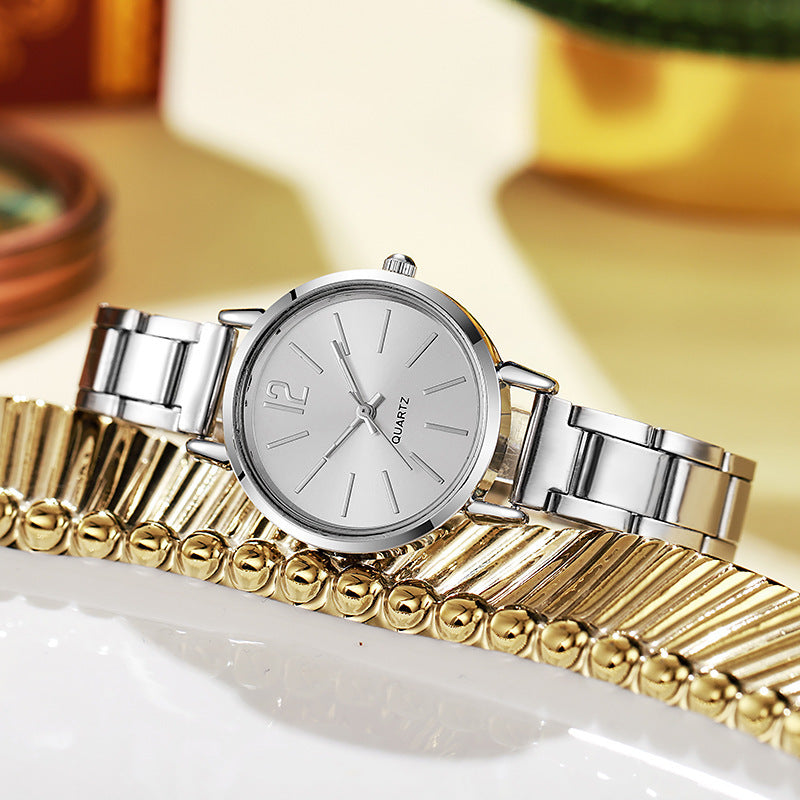Montre Quartz en acier plaqué or pour femmes