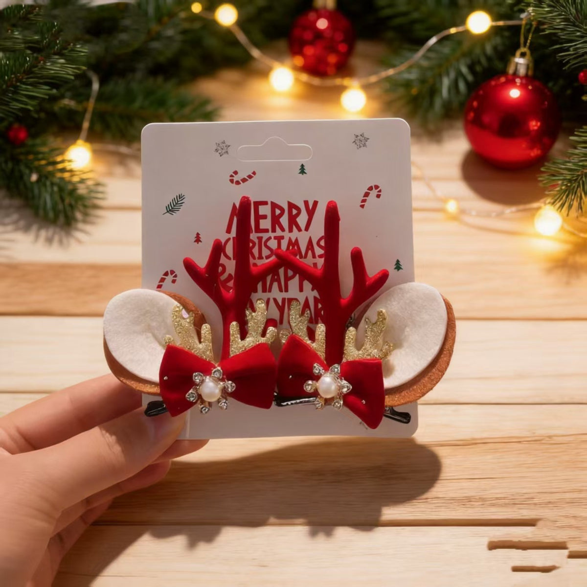 Unisex Christmas Reindeer Hair Clips for Festive Holiday Styling