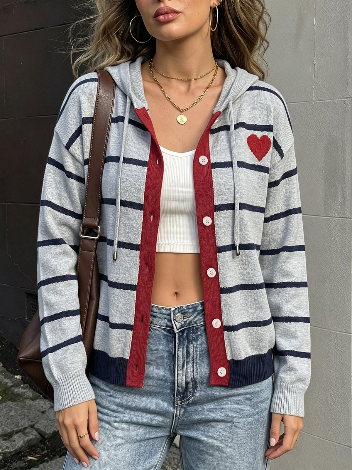 Women's Knitted Cardigan with Hood and Drawstring Casual and Versatile