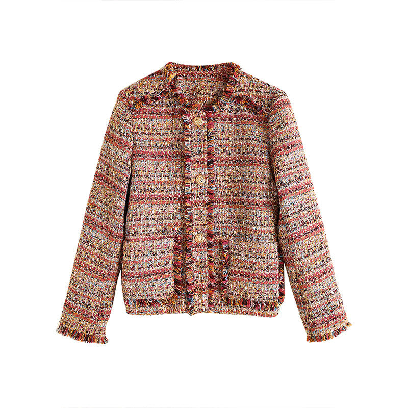 Veste d'automne Tweed Chic avec des gobelets délicats pour les femmes