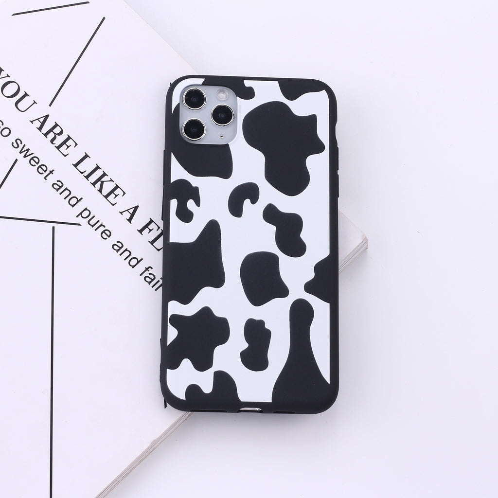 Black bordure vache taches téléphone mobile soft coquillage peinture