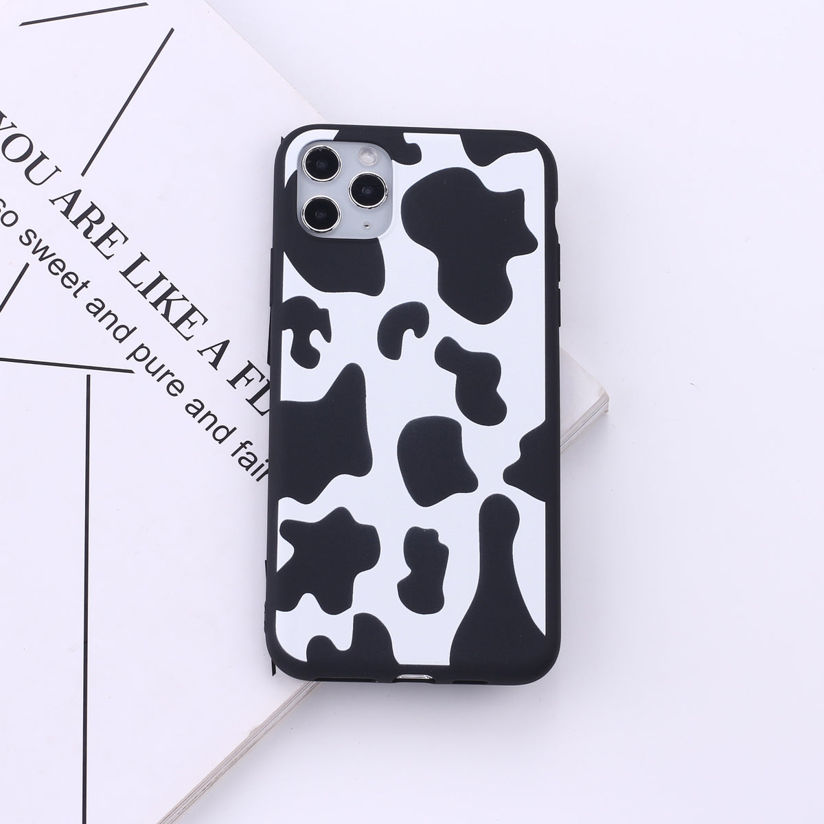 Black bordure vache taches téléphone mobile soft coquillage peinture