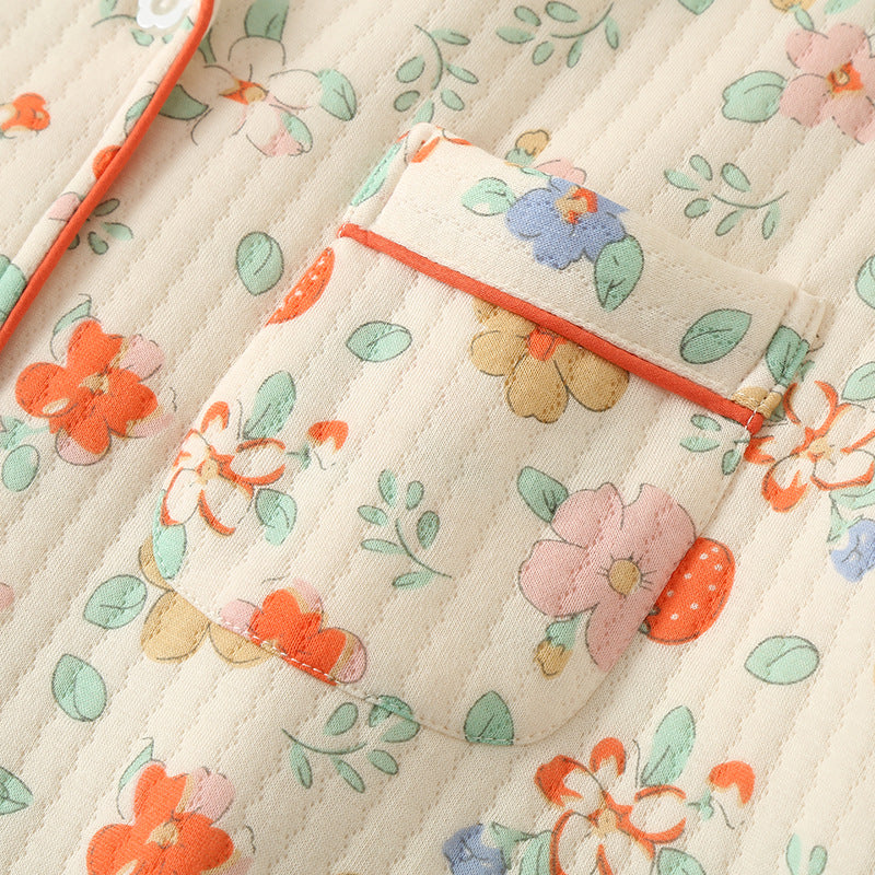 Pyjamas Lapels à la maison, lavés de trois couches