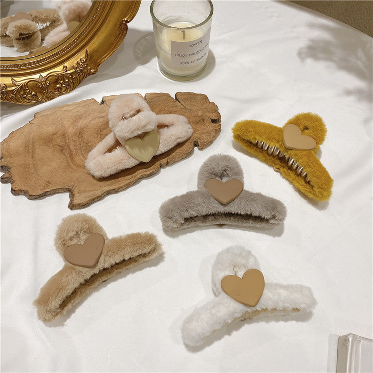 Corée Dongdaemun Love Plush Automne hiver Grab Clip