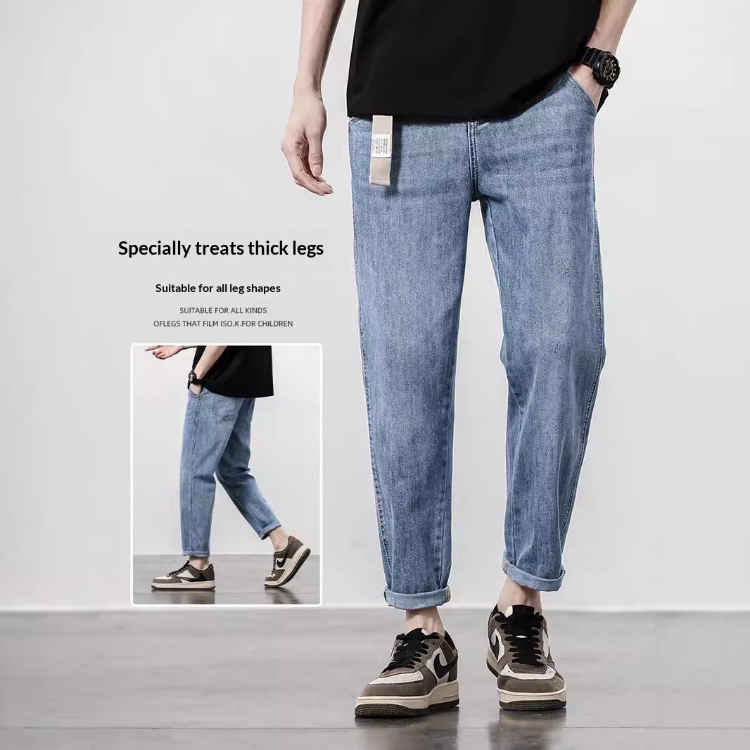 Jeans Denim minces Hommes perdre la jambe droite