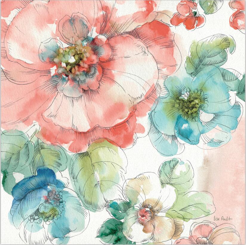 Couleur Aquarelle Florale Peinture sur toile