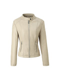 Veste en cuir PU biker zippé pour femmes