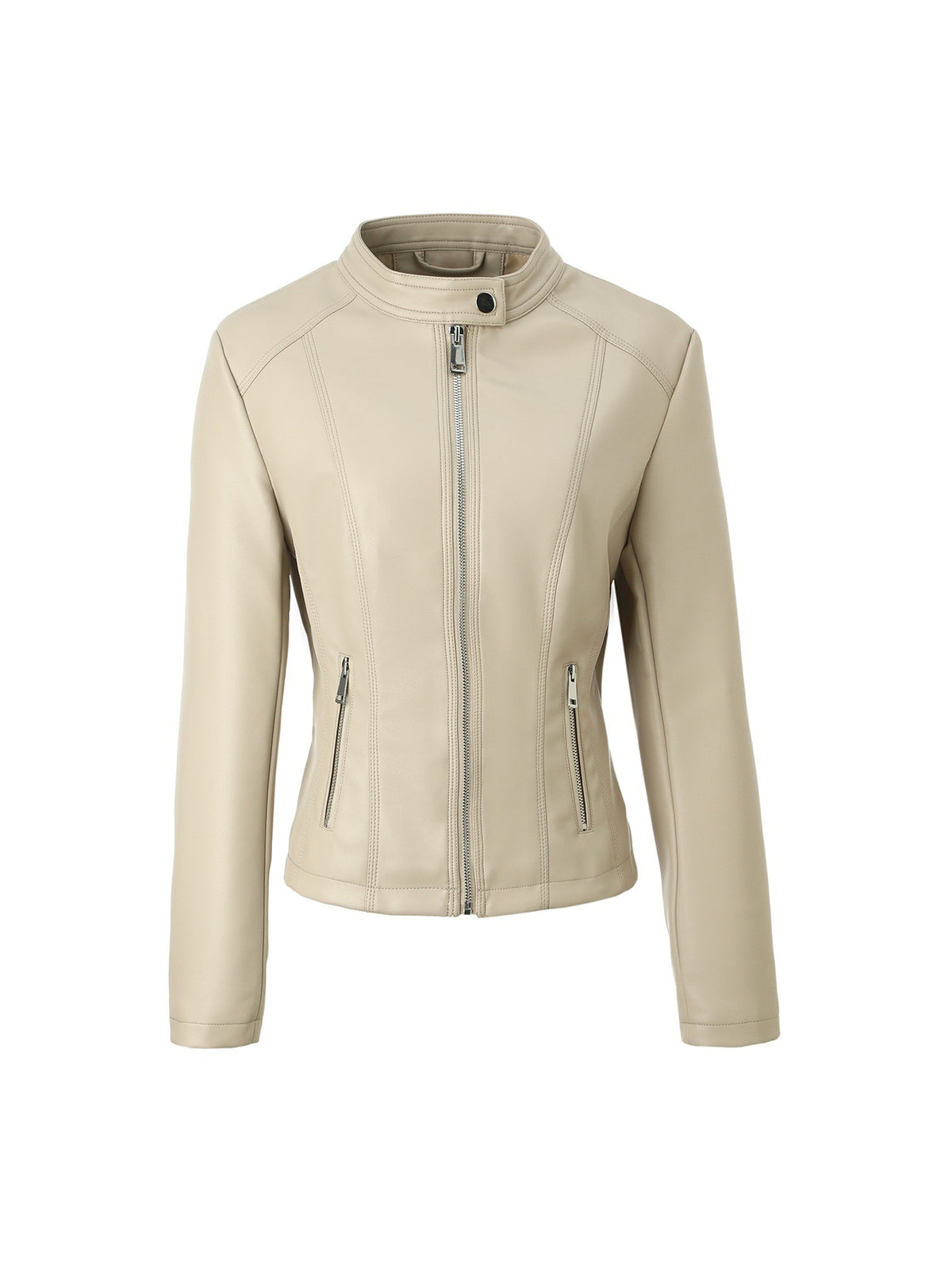 Veste en cuir PU biker zippé pour femmes