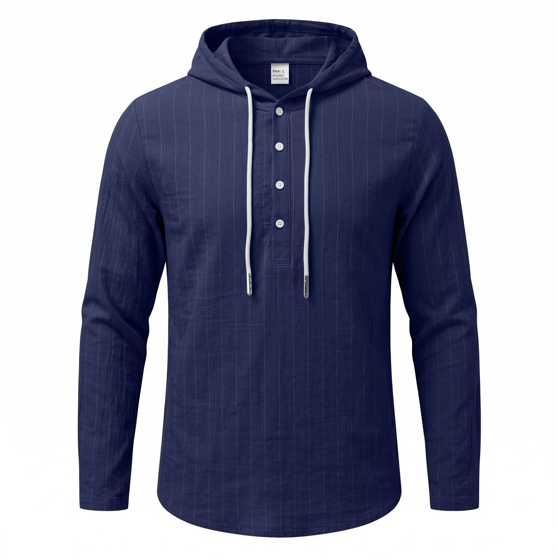 Chemise à manches longues à capuche à rayures verticales pour hommes occasionnels