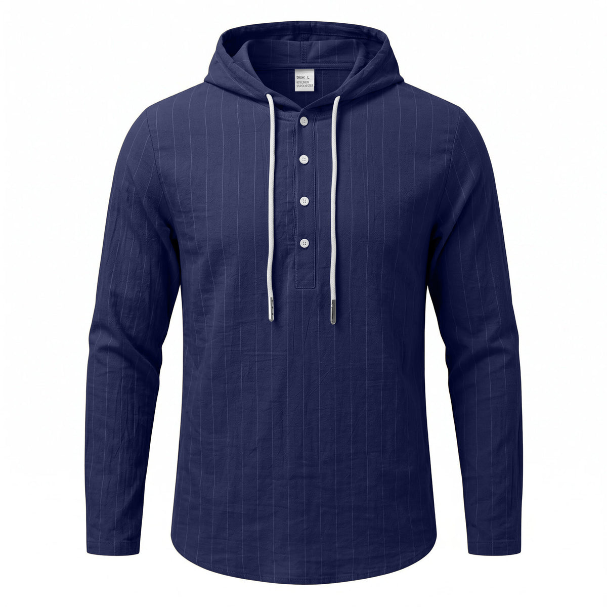 Chemise à manches longues à capuche à rayures verticales pour hommes occasionnels