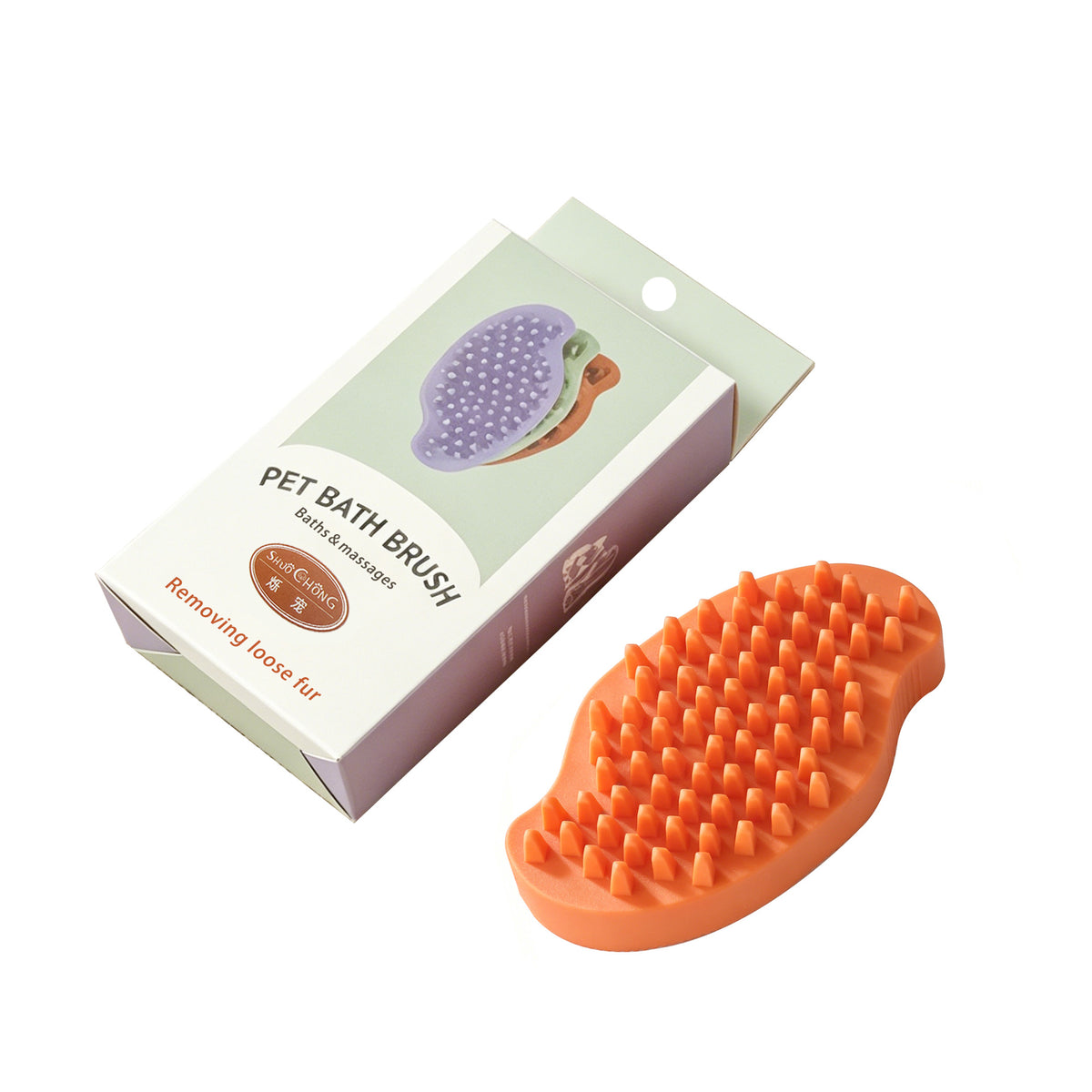 Brosse de bain pour animaux de compagnie Brosse de massage double-soudage