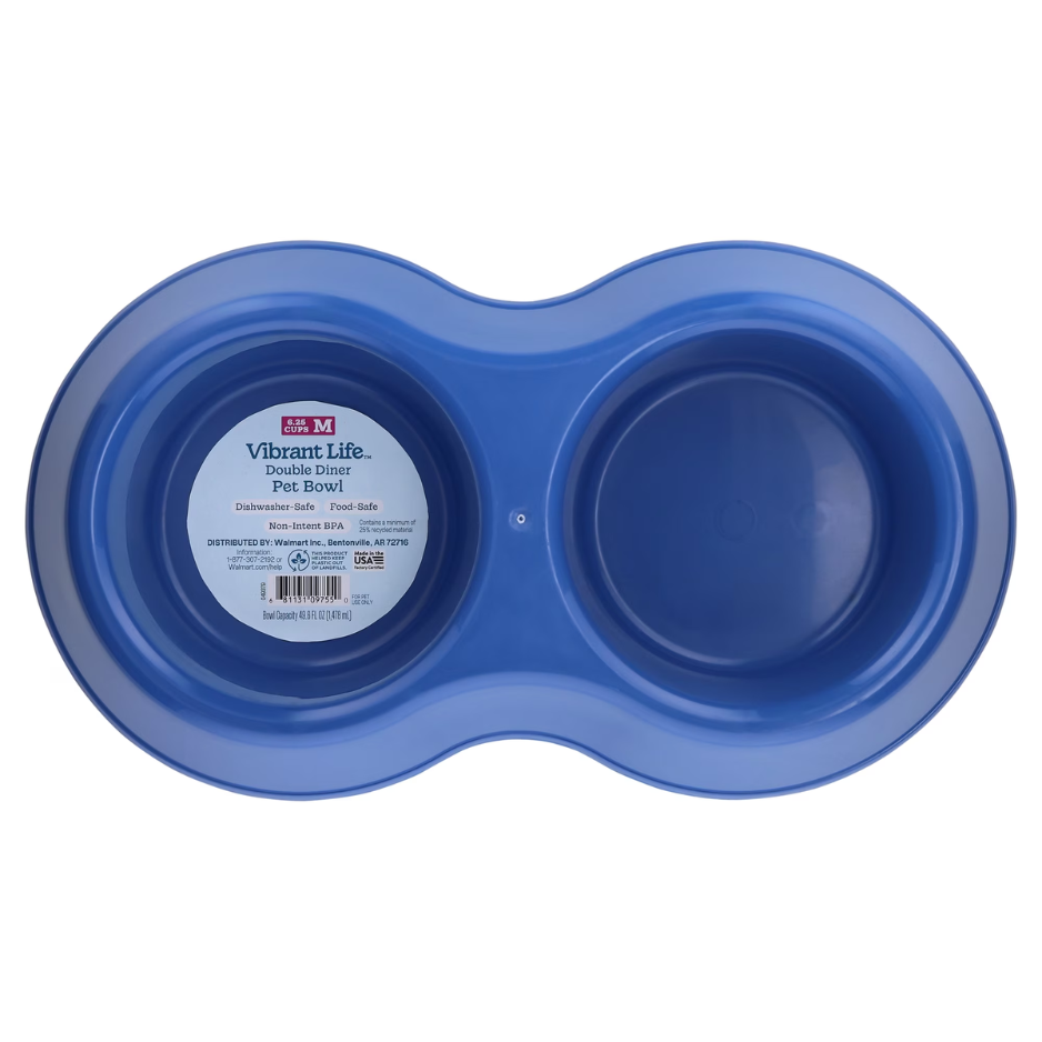 Gamelle double sur support, eau et croquettes, taille moyenne