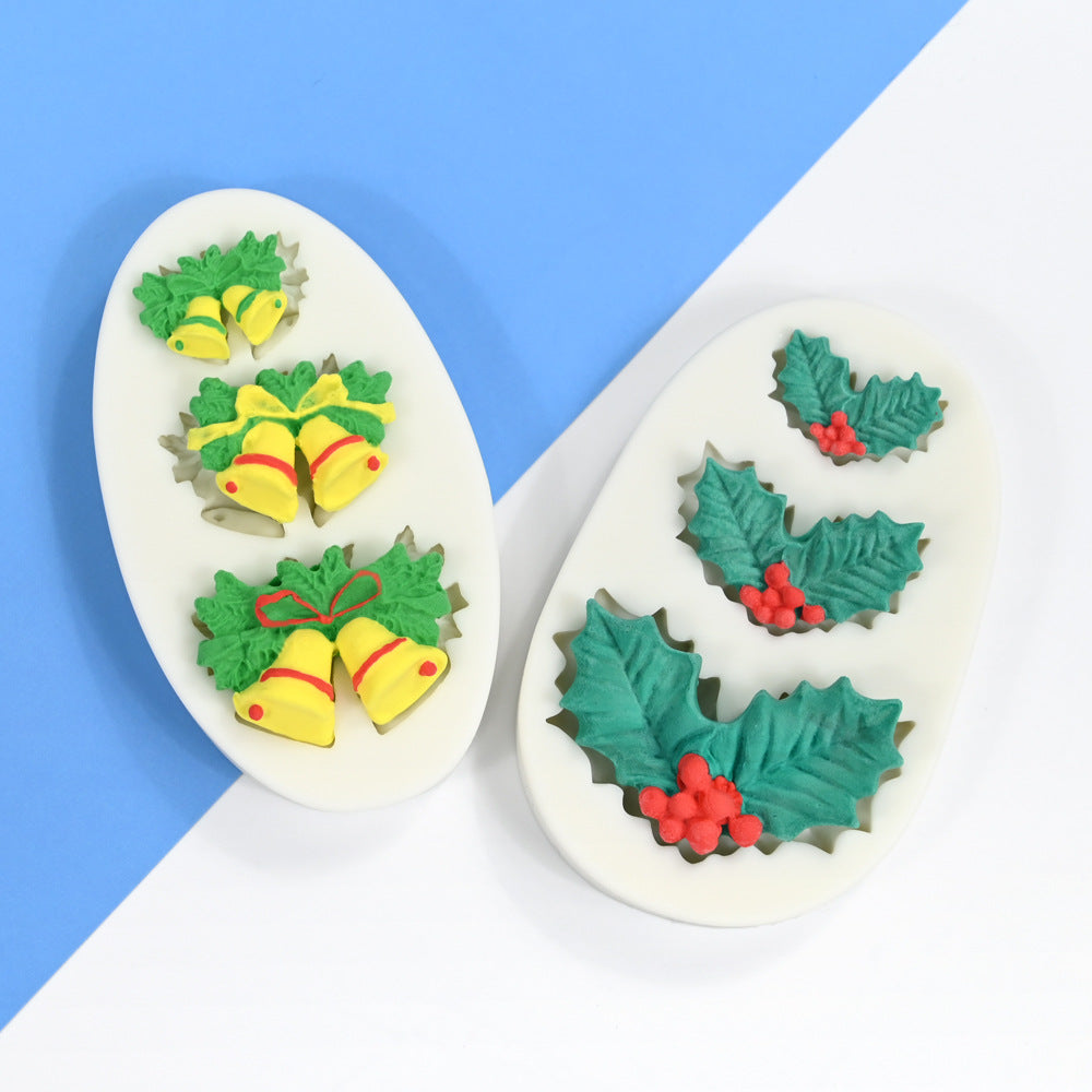 Jingling Bell Leaf de chinois Ilex Silicone Mold Fondant Cake Decoration Mold
