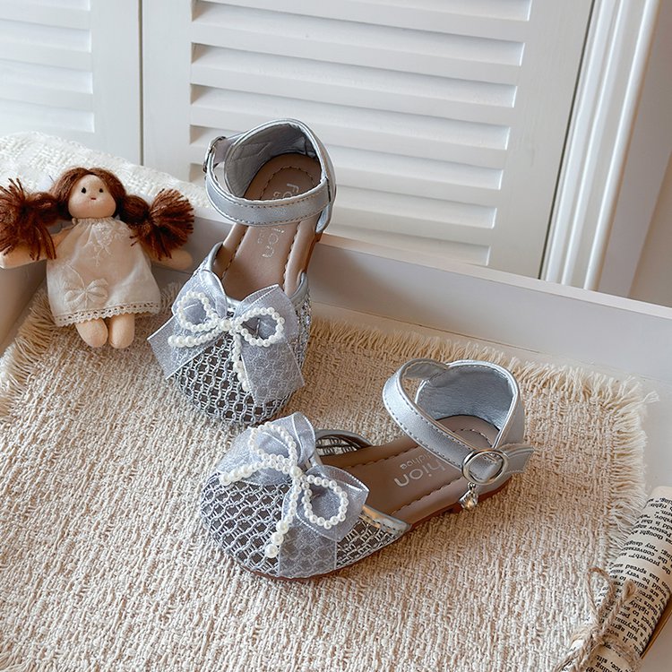 Chaussures Mesh Princesse Transparente d'été avec orteil doux et mesh Bow Sandales