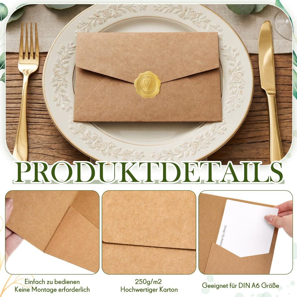 Ensemble de 50 cartes d'invitation triples avec enveloppes