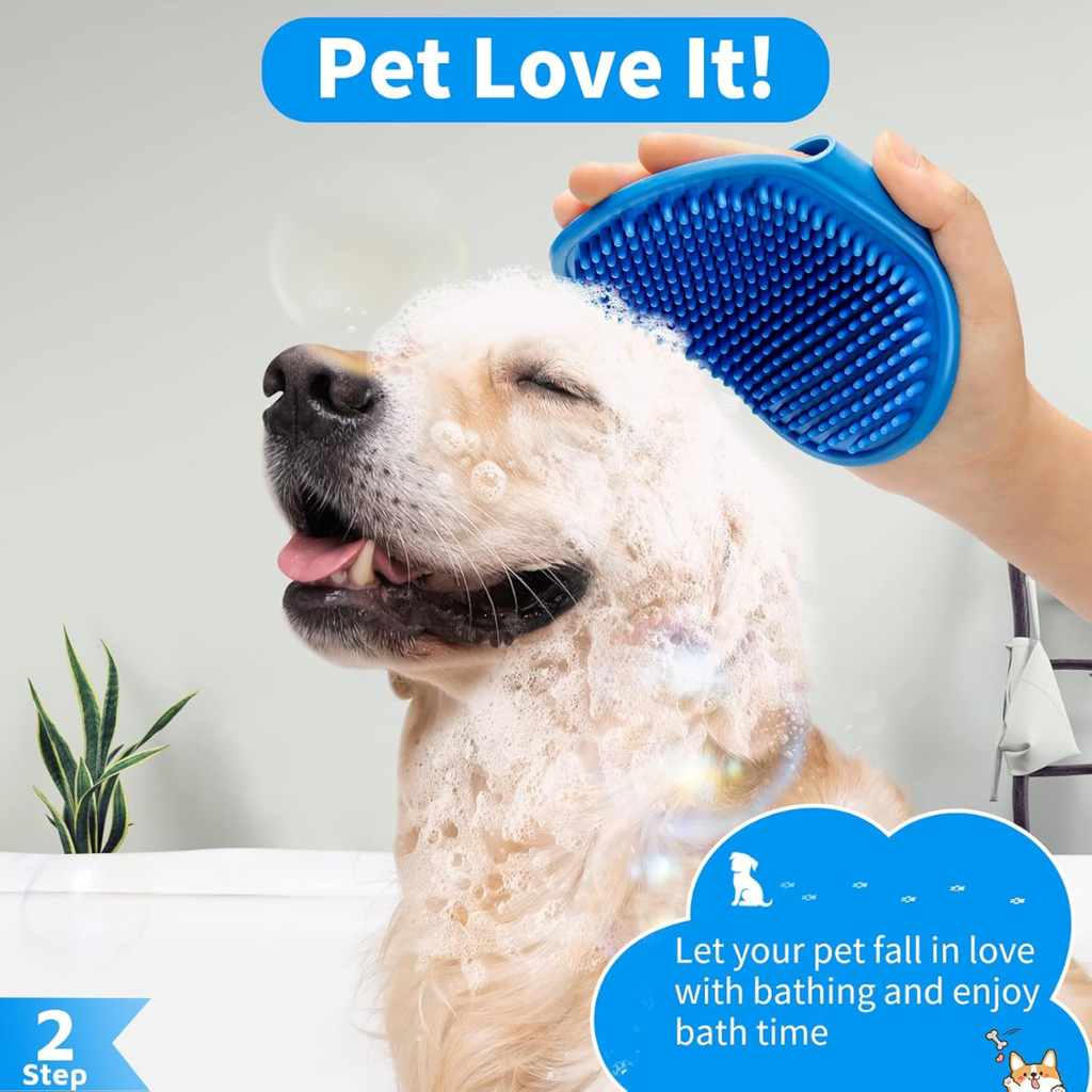 6PCS brosse de bain de chien brosse de dents chien réglable poignée Shampooing brossecrubber pour court long