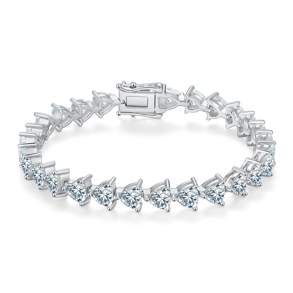S925 Argent Sterling 5x5mm Trillion Coupe Moissanite Bracelet de tennis D Couleur VVS1 16-18-20cm