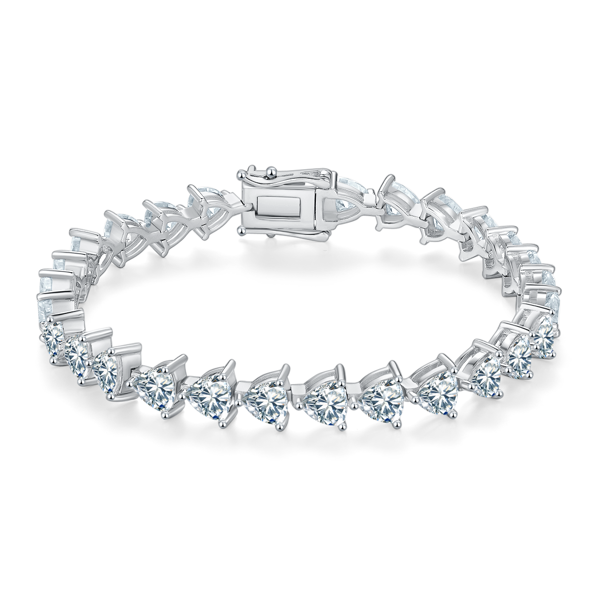 S925 Argent Sterling 5x5mm Trillion Coupe Moissanite Bracelet de tennis D Couleur VVS1 16-18-20cm