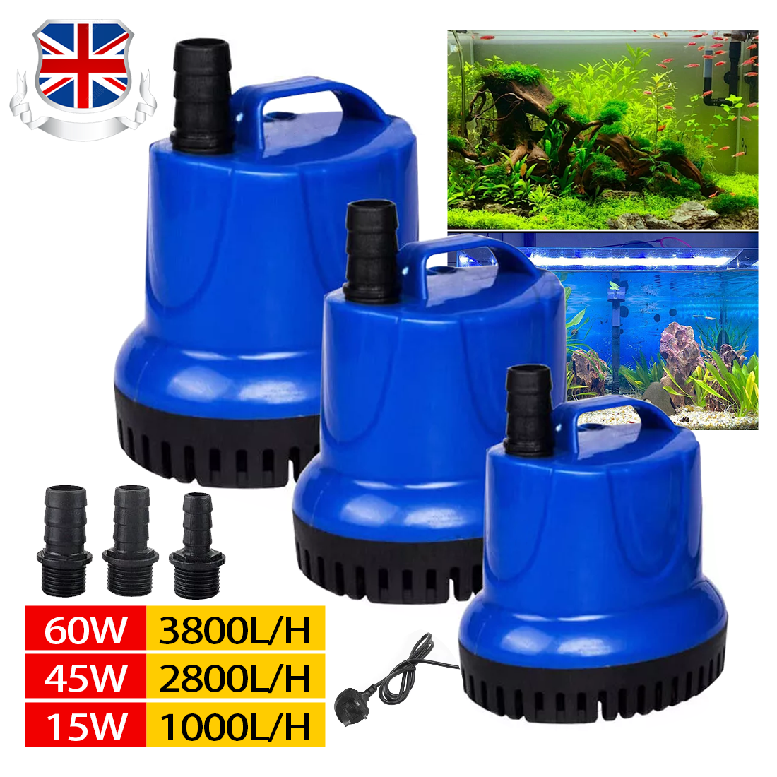 Eau submersible étang de 240V Aquarium réservoir de poisson Caractéristique de l'eau Fontaine-15W