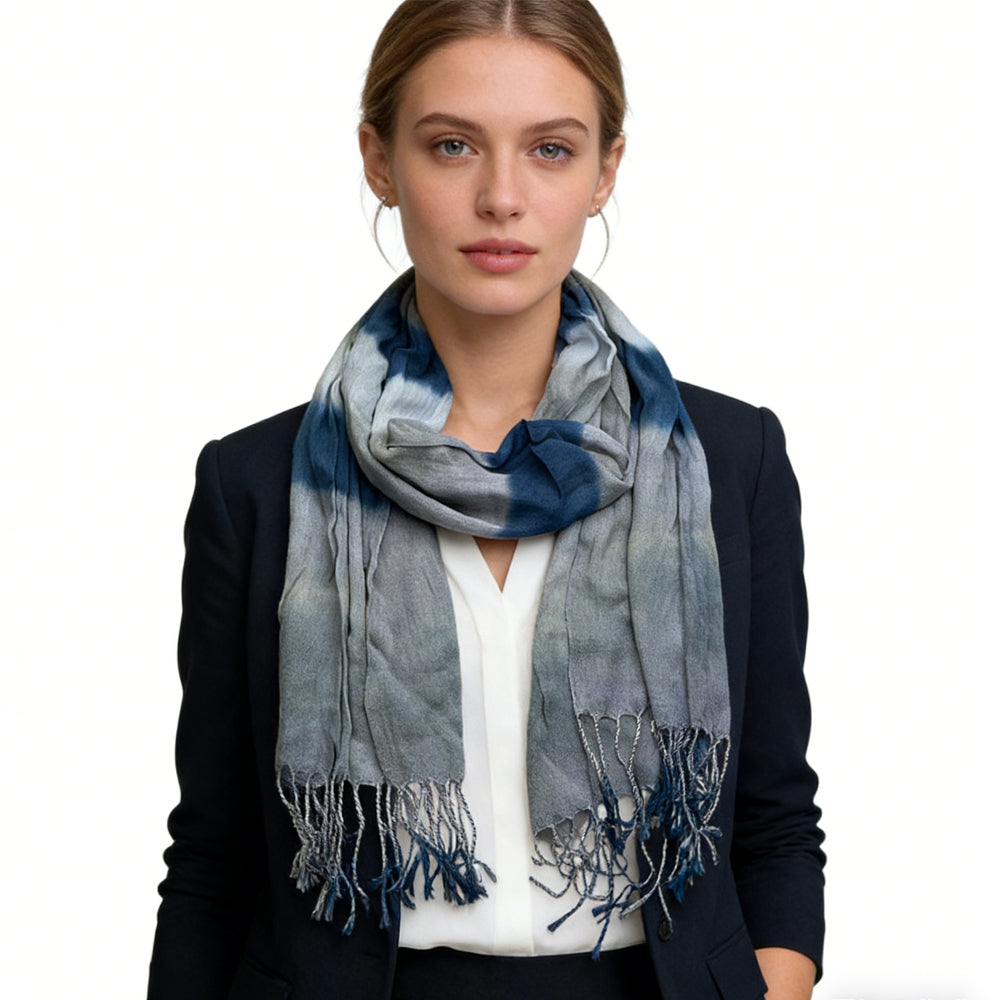 Écharpe à viscose imprimée marine 2pcs