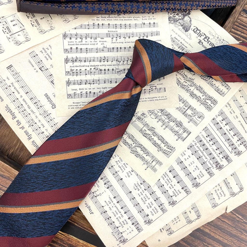 Retro Coffee Color Orange Red Striped Tie Hand Hit 8CM Hommes