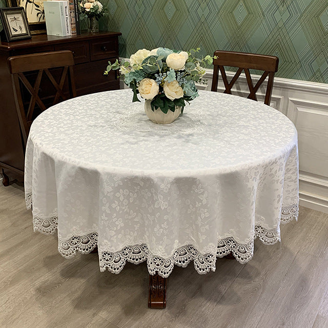 Dentelle ronde de style européen Couvercle de table simple de couleur solide