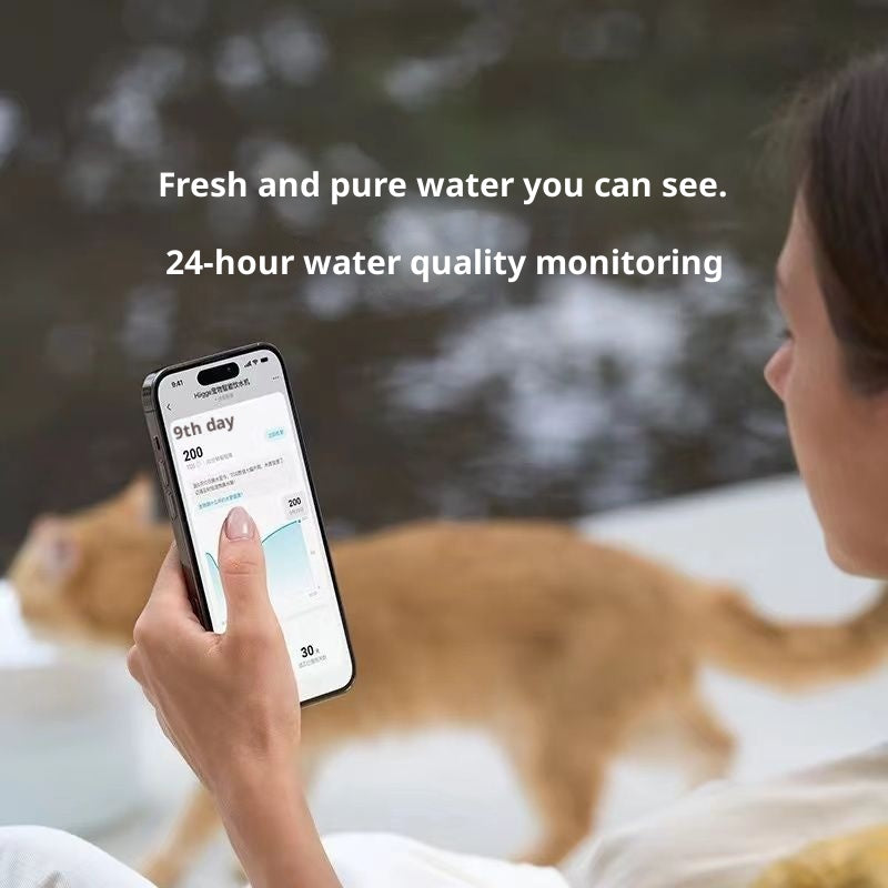 Distributeur d'eau pour animaux sans fil intelligent avec surveillance de la qualité de l'eau 24 heures sur 24 pour les chats et les chiens