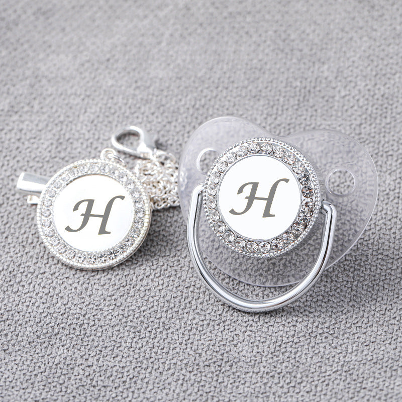 Transparent argent 26 lettres perceuse de tache bébé avec courroies de fermeture diamant