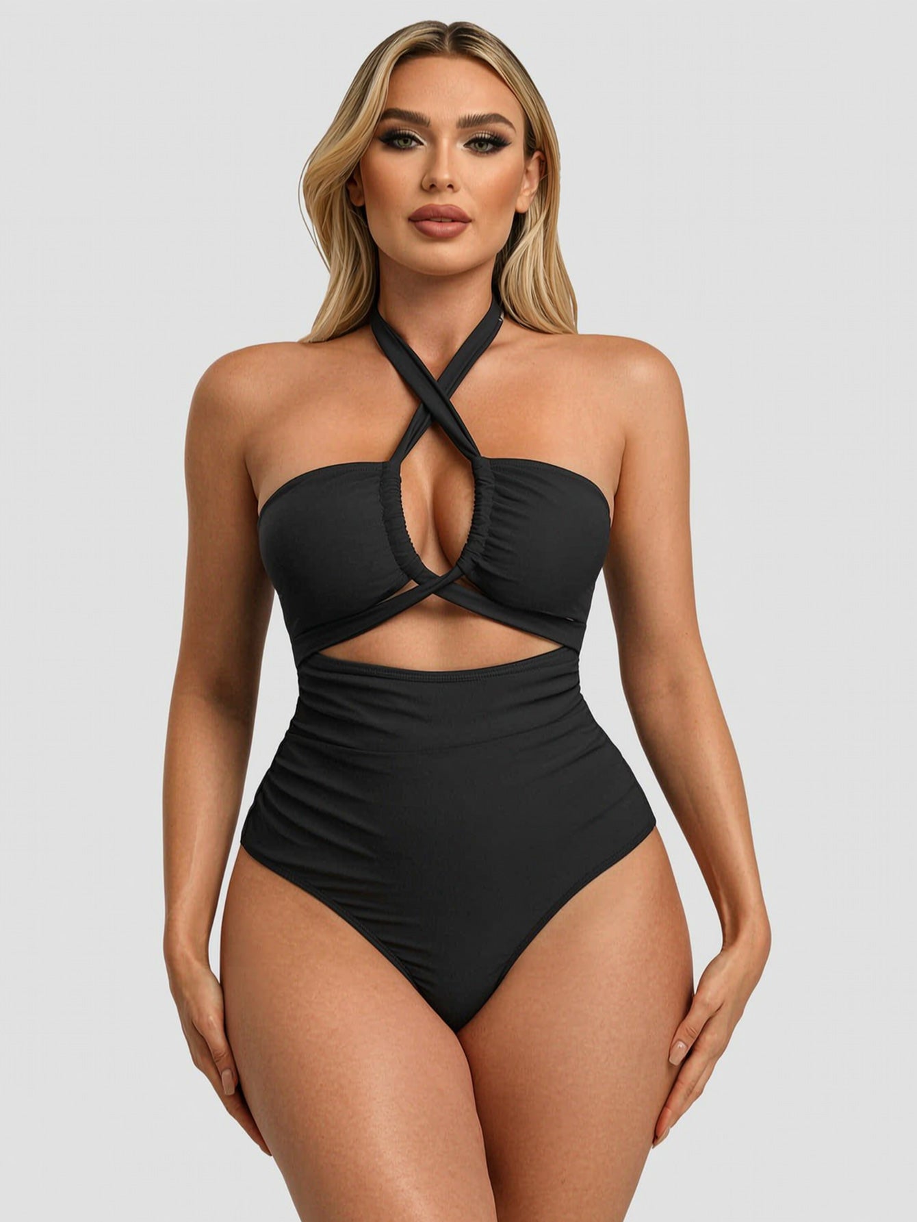 Maillot de bain à coupe d'haltère pour femmes Crisscross