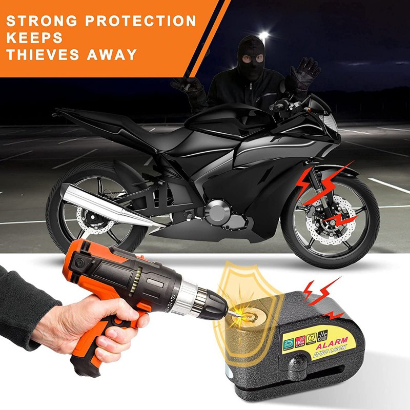Serrure de disque pour moto - Fonction d'alarme avec alerte de vibration