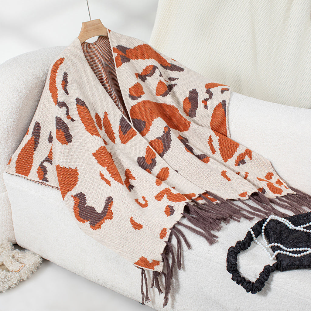 Driszle-Color Leopard-Imprimer Tasse tricotée CapeSholder Wrap pour les femmes