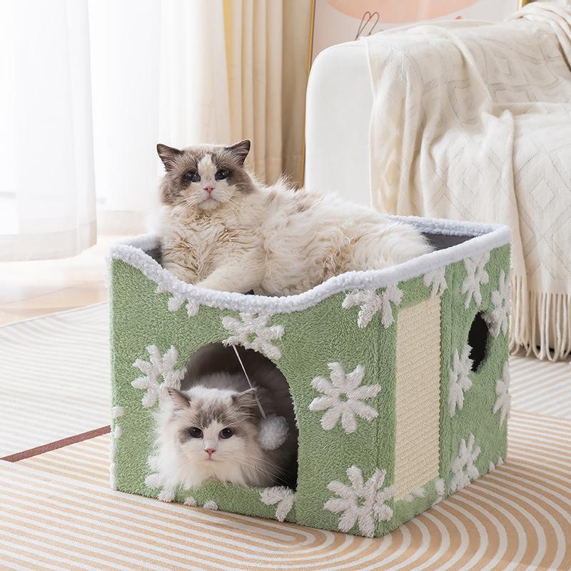 Lit de chat pliable avec peluche douce pour la chaleur