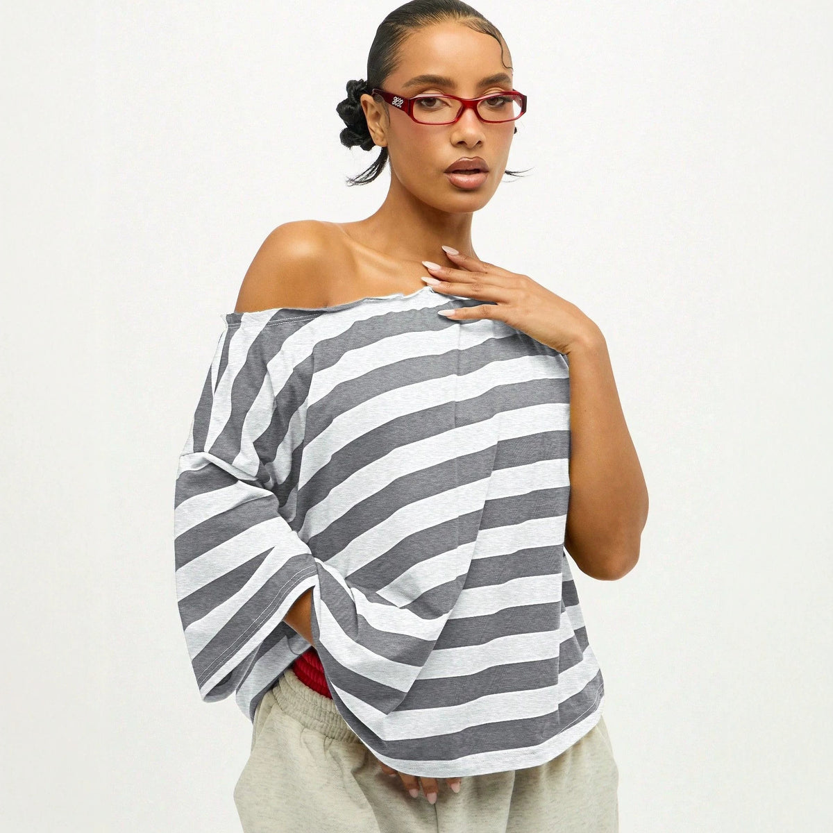 Haut à manches courtes de style américain Retro rayé