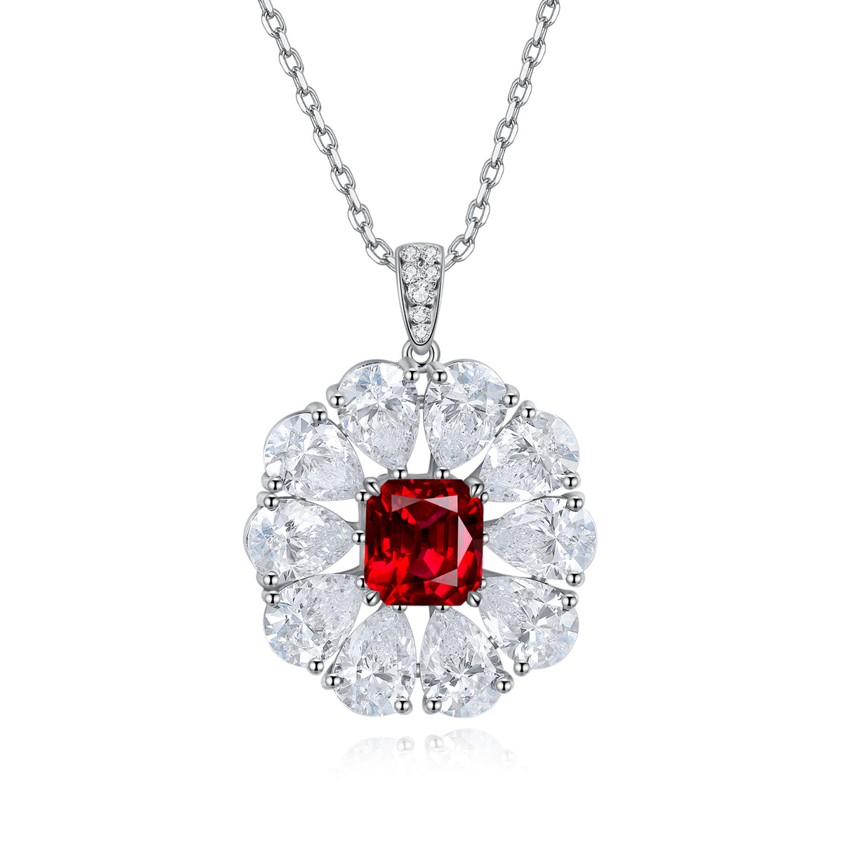 S925 Argent 7.7g Collier de pierre gemme créé en laboratoire