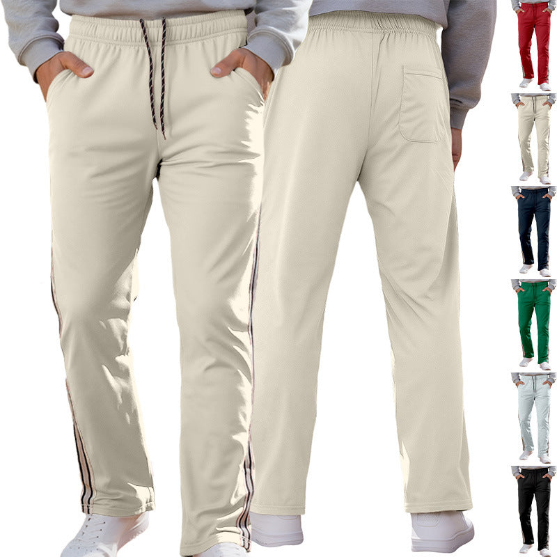 Independent Brand European and American Men's Pearl Cotton Twill Casual Sports Side Stripe