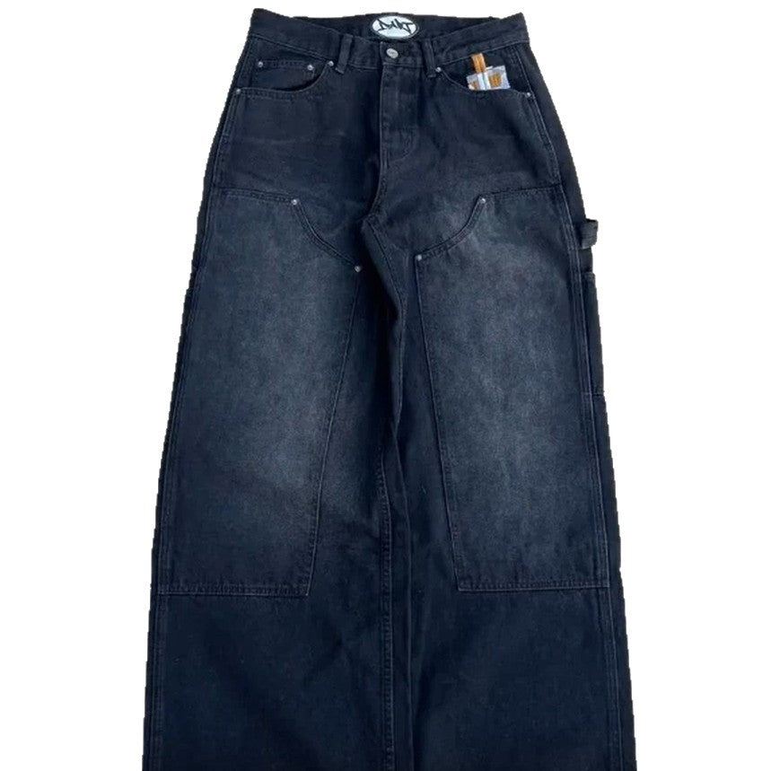 Jeans brodés en forme de pied droit pour hommes