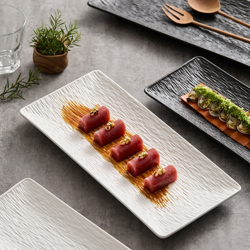 Plaque de Sushi de luxe rectangulaire de haute qualité en céramique