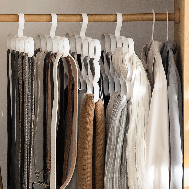 Hanger de vêtements blancs avec boucles en plastique créatif 15-ring sac écharpe