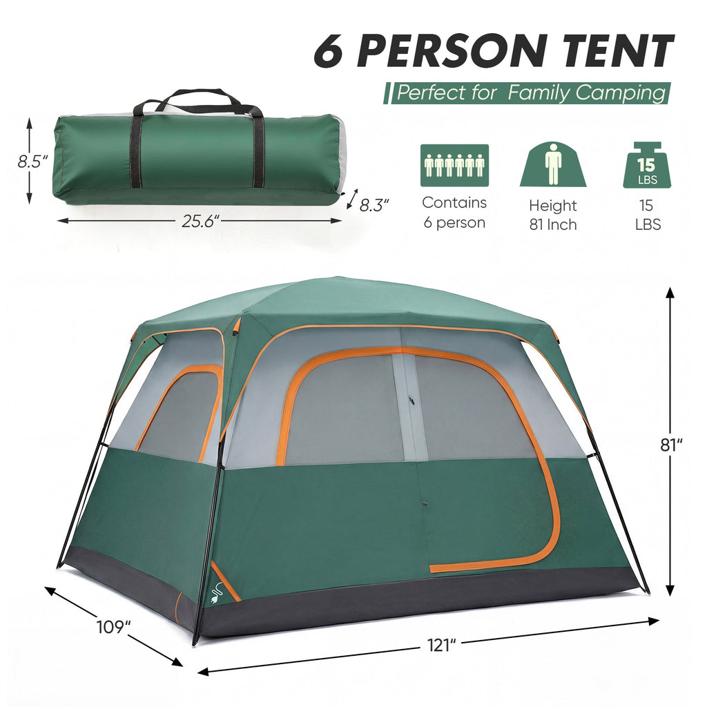 6 personnes Waterproof Et tente de camping familial coupe-vent