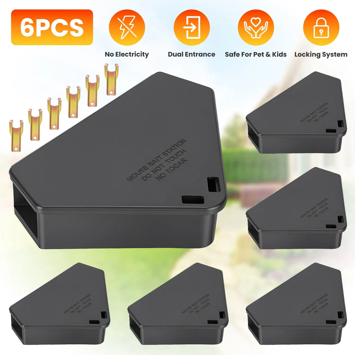 6 packs station d'appâts de souris avec clés résistant aux tambours intérieur extérieur boîte d'appâts Reus