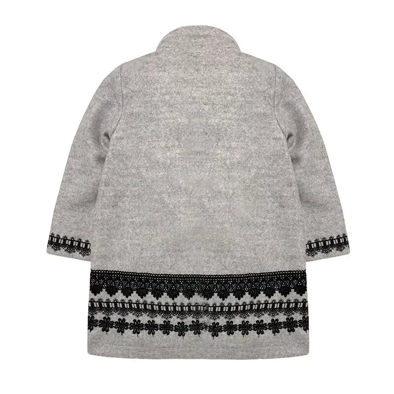 Filles Vintage Princesse Doll-Style Veste gris Outwear Woolen Manteau 2-3-4-5Y