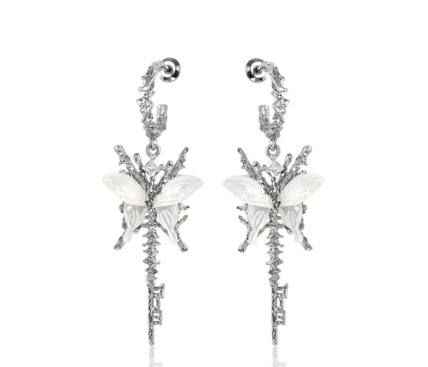 Boucles d'oreilles en tassel papillon avec crochets en argent 925