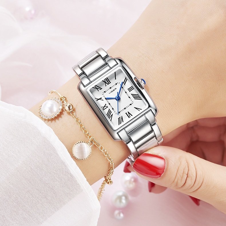 Vagran Needle Square Femmes Retro Mode Petite montre carrée
