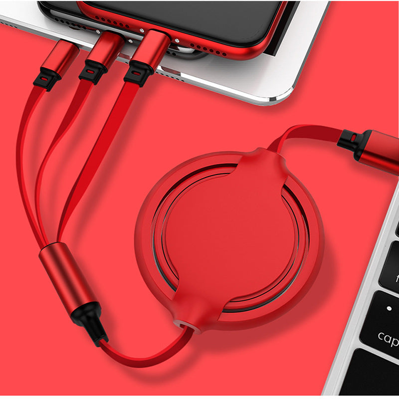 Câble de recharge rapide pour téléphone portable 3-en-un en silicone liquide multifonction