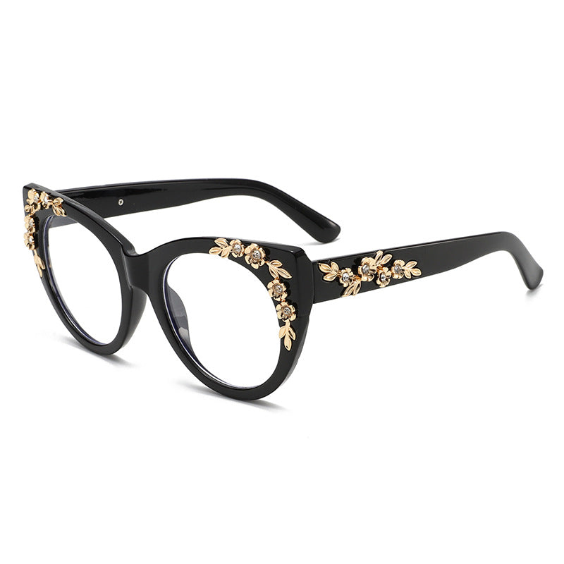 Lunettes de soleil à motif de strass floral et sans vis à vis