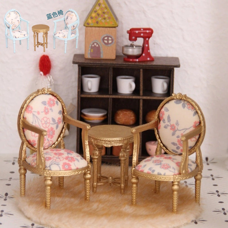 Canapé miniature vintage et chaise pour modèles de meubles Dollhouse