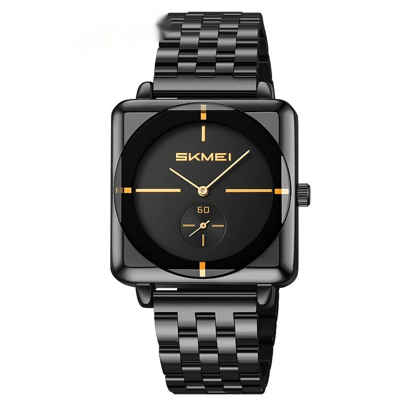 Square Steel Band Stylish Standalone Seconds Subdial with Two Hands Solid Steel Band Quartz