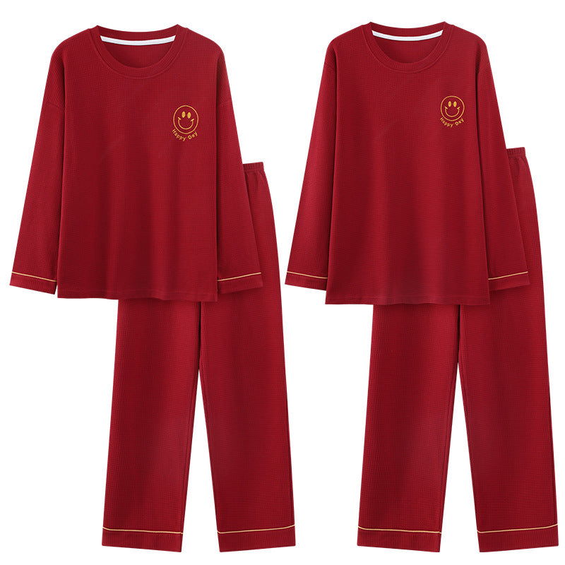 AutumnHinter Pajama Set pour les couples manches longues Red Casual Loungewear