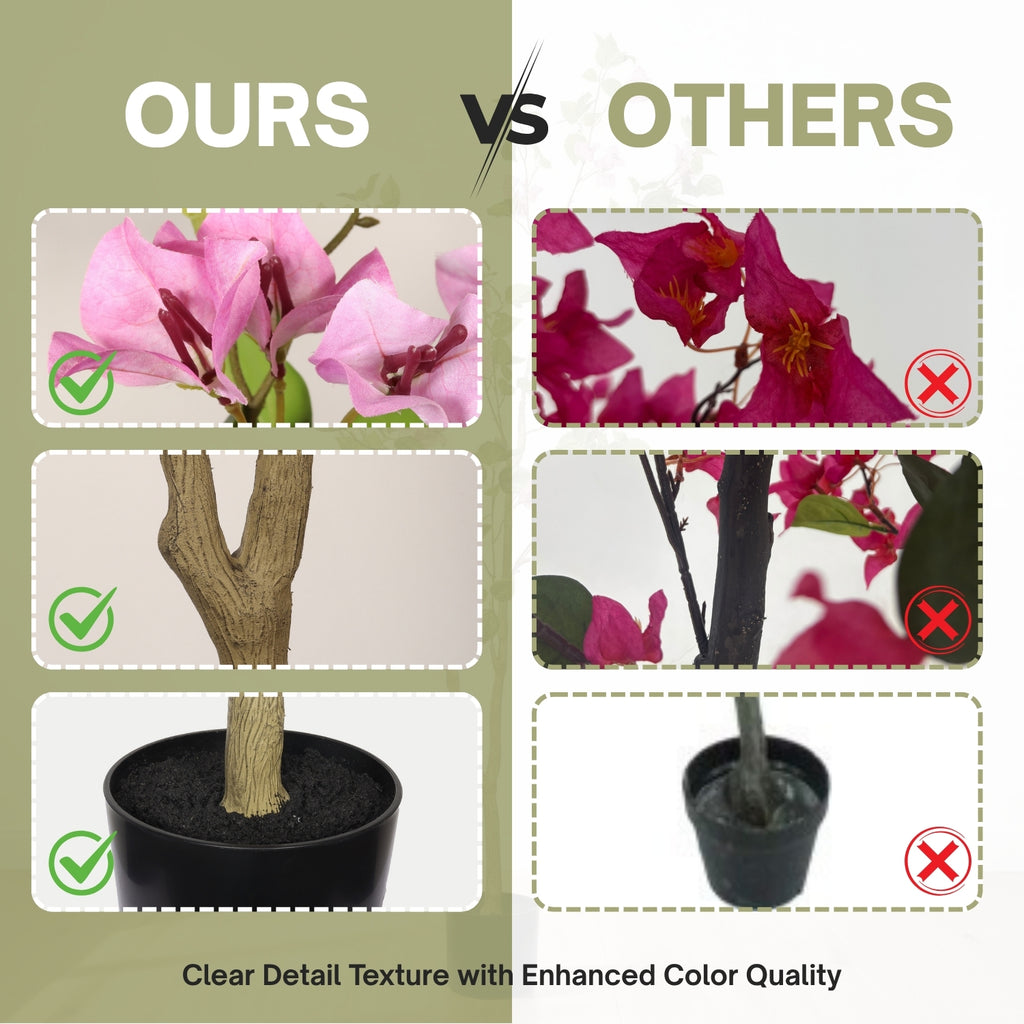 5FT Bougainvillea artificielle Arbre avec pot en plastique noir